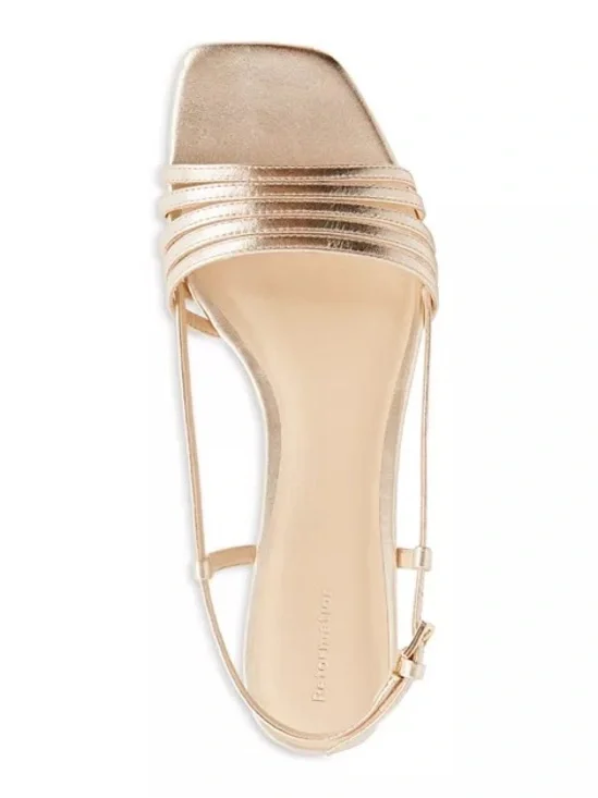 Reformation Millie Lattice Flat Sandal Gold Leather Slingback 8.5 - Picture 2 of 16